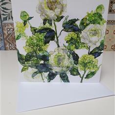 White Peonies and Hydrangea greeting card
