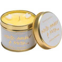 White Amber &amp; Musk Tinned Candle